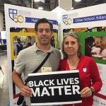 Chris Rankin-Williams distributing Black Lives Matter signs